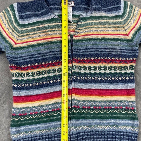 VTG Y2K Women’s Small Tiara Multicolor Striped Zip Cardigan Ramie Cotton - Picture 8 of 11